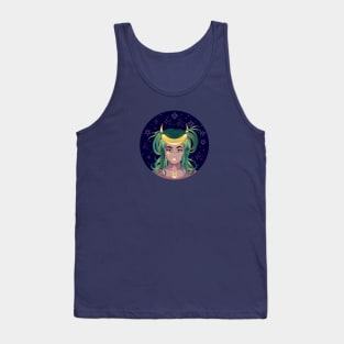 Taurus girl with crescent moon crown Tank Top